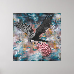 Raven Crow Black Bird Hirn Abstrakt surreale Kunst Leinwanddruck