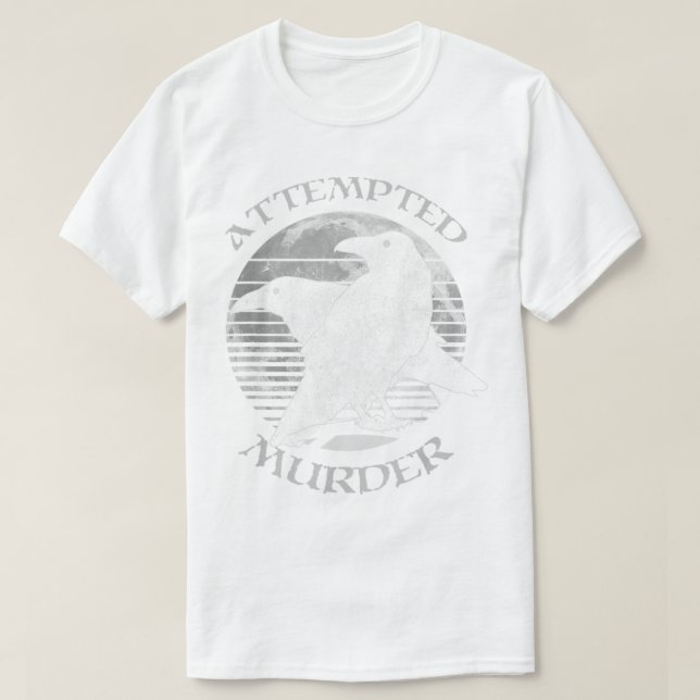 Raven Crow versucht Mord Retro Moon Wiccan Paga T-Shirt (Design vorne)