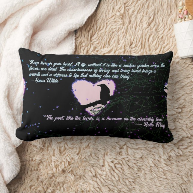 Raven Dark Liebe knackte glühendes Herz mit Zitate Lendenkissen (Decke)