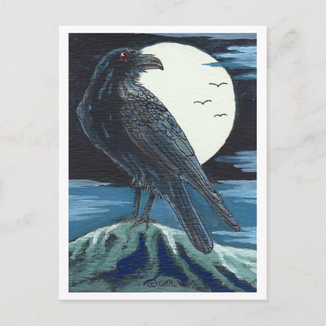 Raven & der Mond Postkarte (Vorderseite)