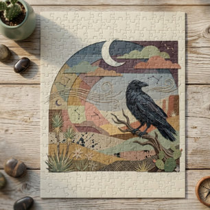 Raven & Desert Moon – Mystischer Vogel Gothic Puzzle
