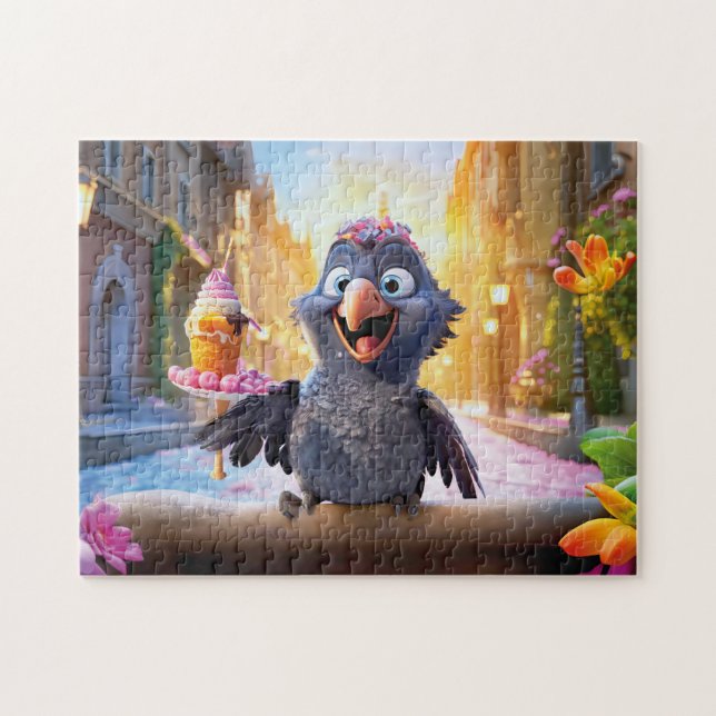 Raven Enjoying Ice Cream In Sunny City Puzzle (Horizontal)