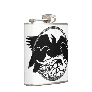 Raven Flask Custom Raven / Crow Art Drink Flask Flachmann