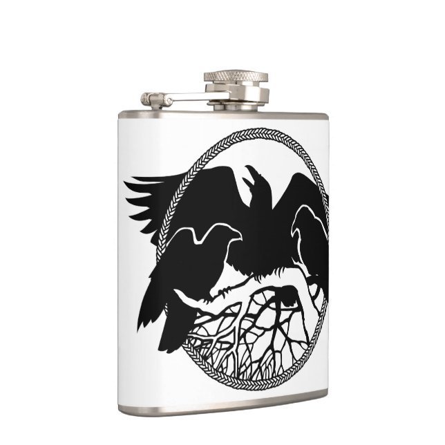 Raven Flask Custom Raven / Crow Art Drink Flask Flachmann (Rechts)