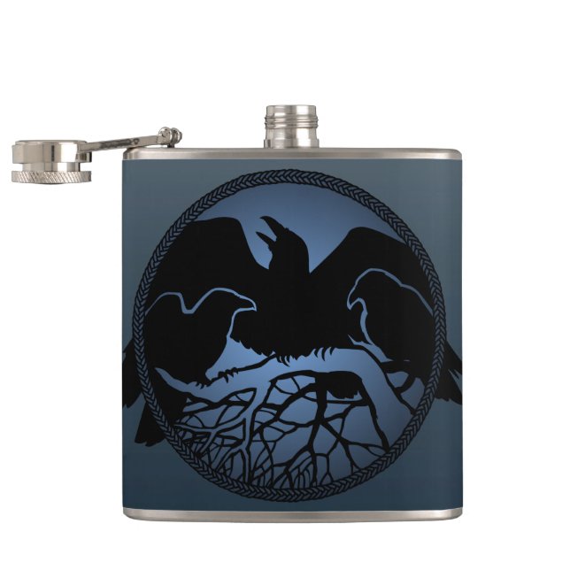 Raven Flask Custom Raven / Crow Art Drink Flask Flachmann (Geöffnet)