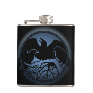 Raven Flask Custom Raven / Crow Art Drink Flask Flachmann