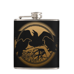 Raven Flask Custom Raven / Crow Art Drink Flask Flachmann