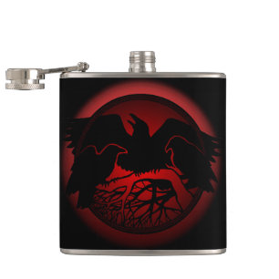 Raven Flask Custom Raven / Crow Art Drink Flask Flachmann
