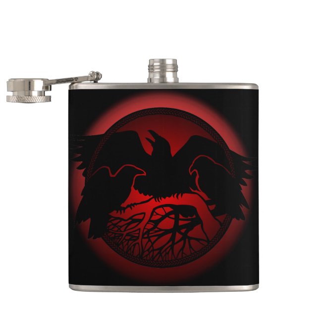 Raven Flask Custom Raven / Crow Art Drink Flask Flachmann (Geöffnet)