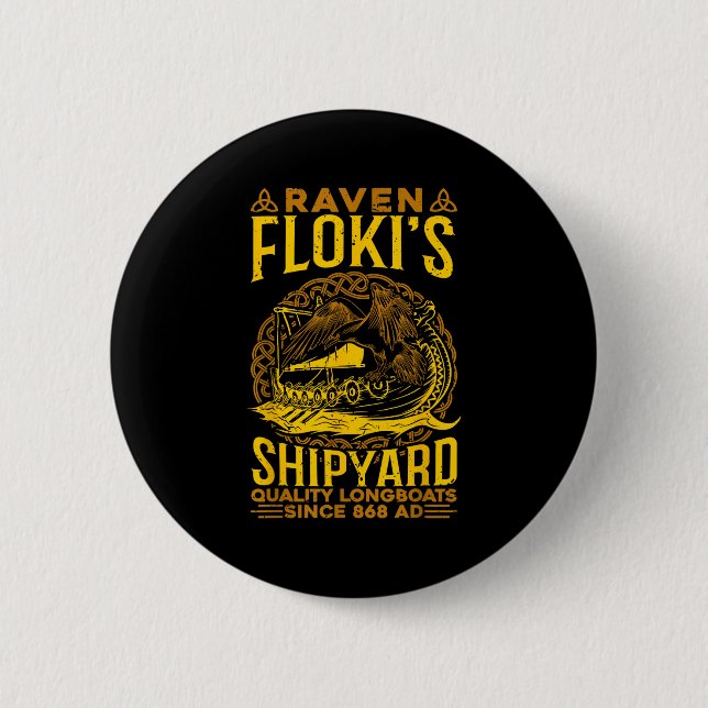 Raven Flokis Shipyard Nordic Mythology Viking Button (Vorderseite)