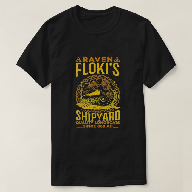Raven Flokis Werft Nordische Mythologie T-Shirt (Design vorne)