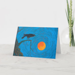 Raven & Full Moon Halloween Card Karte