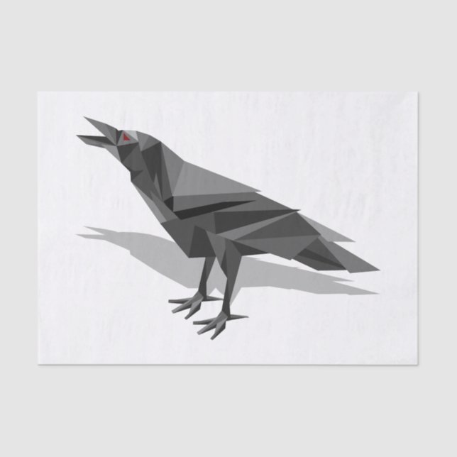 Raven Geometric Cubist Black and White Triangle Seidenpapier (Vorderseite)