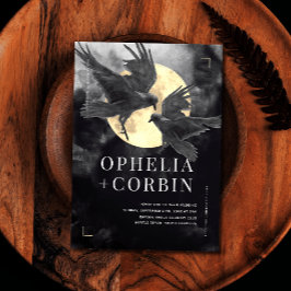Raven & Golden Moon Gothic Wedding Einladung