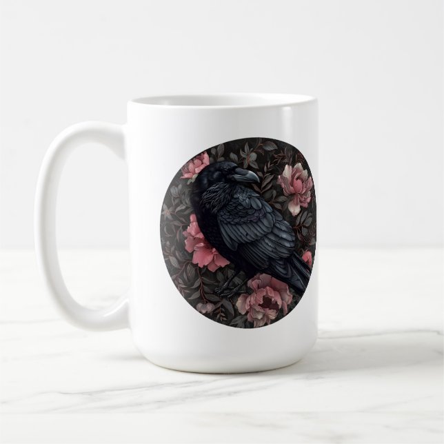 Raven gothic Vintag Blume Kaffeetasse (Links)