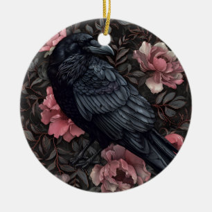 Raven gothic Vintag Blume Keramik Ornament
