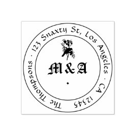 Raven Gothic Wedding Monogram Gummistempel