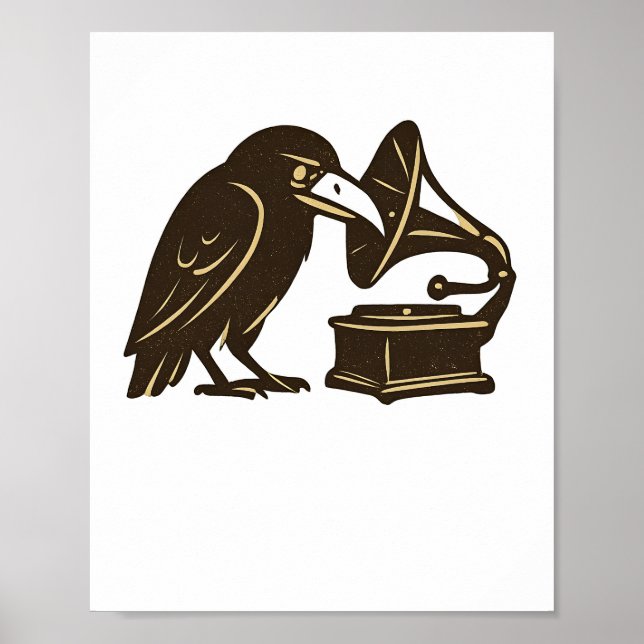 Raven Gramophone Vintage Music Art Poster (Vorne)