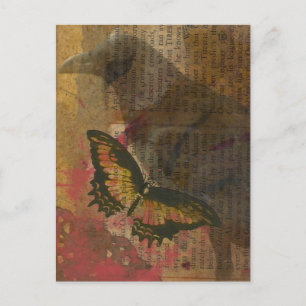 Raven Grunge Collage Postkarte
