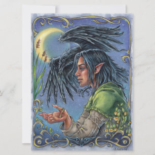 Raven Guide Art Card Fairytale Fantasy Moon