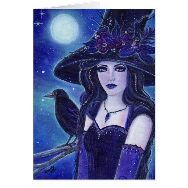 Raven Halloween Hexenkarte von Renee (Vorne)