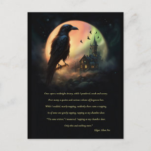 Raven Halloween Postcard Edgar Allan Poe Feiertagspostkarte