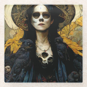 Raven Hexe 3 Fantasy Horror Goth Gothic Glasuntersetzer