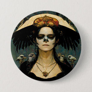 Raven Hexe 4 Fantasy Horror Goth Gothic Button