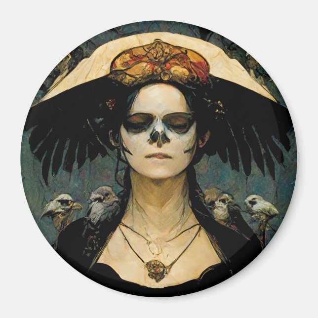 Raven Hexe 4 Fantasy Horror Goth Gothic Magnet (Vorne)