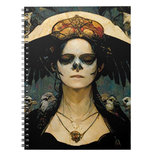 Raven Hexe 4 Fantasy Horror Goth Gothic Notizblock (Vorderseite)