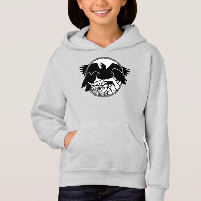 Raven Hoodie Sweatshirt Kid's Raven Hooded Shirt (Vorderseite)