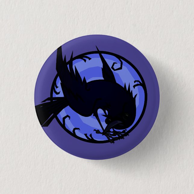 RAVEN ILLUSTRATION RUNDE SCHALTFLÄCHE BUTTON (Vorderseite)