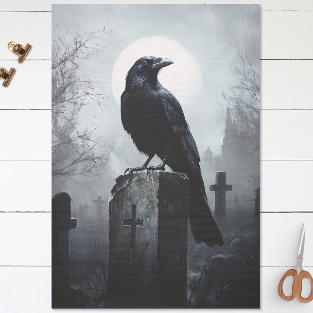 Raven im Friedhof Gothic Decoupage Seidenpapier (Von Creator hochgeladen)