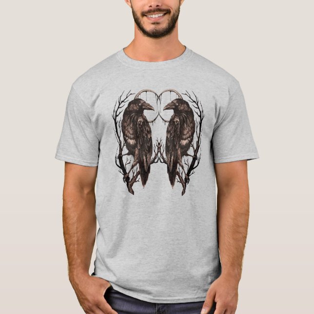 Raven in Dead Tree - Dunkle Gotik T-Shirt (Vorderseite)