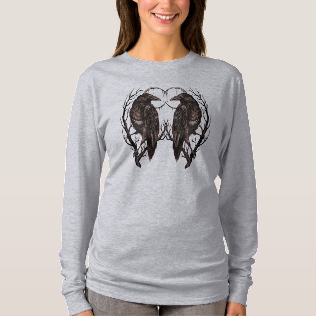 Raven in Dead Tree - Dunkle Gotik T-Shirt (Vorderseite)