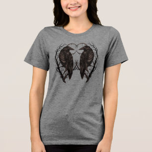 Raven in Dead Tree - Dunkle Gotik Tri-Blend Shirt
