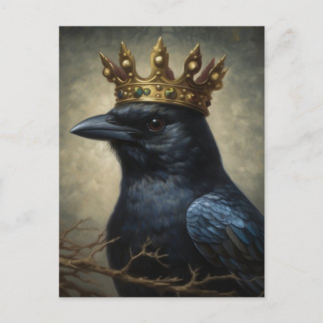 Raven in einer Krone Postkarte (Vorderseite)