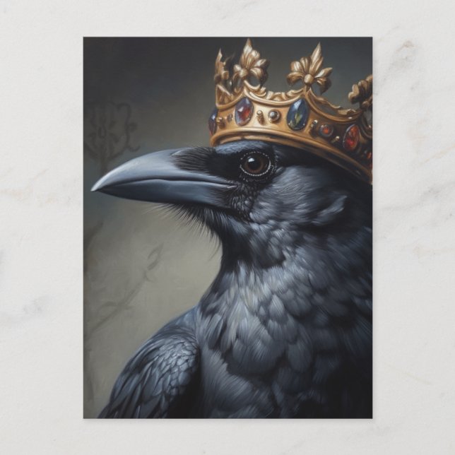 Raven in einer Krone Postkarte (Vorderseite)