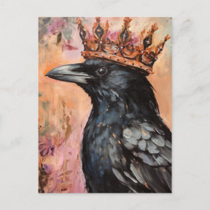 Raven in einer Krone Postkarte