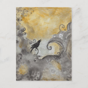Raven in Orange abstrakte Postkarte