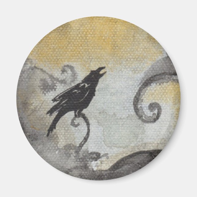 Raven in Orange Wirbel Magnet (Vorne)