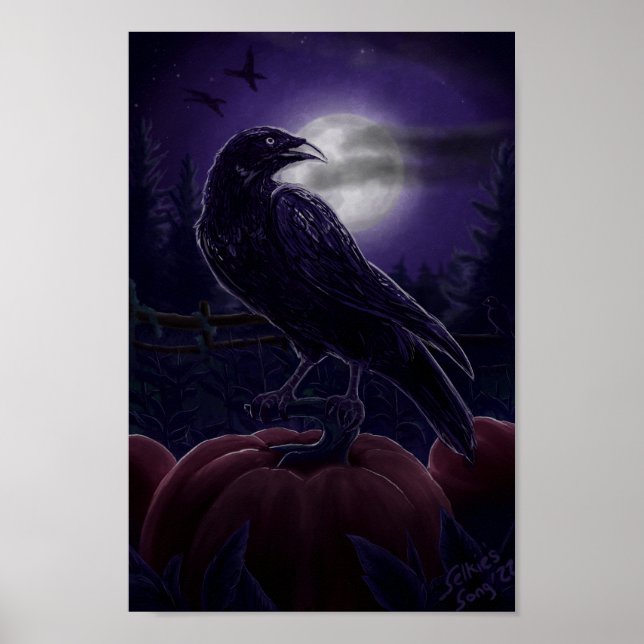 Raven in Pumpkin Patch Poster (Vorne)