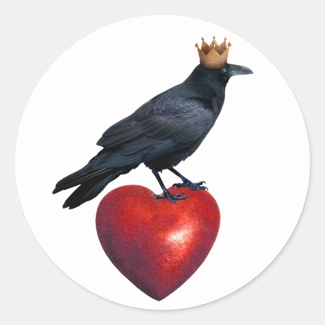 Raven King Heart Sticker (Vorderseite)