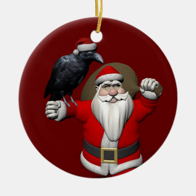 Raven Love Santa Claus Keramik Ornament (Vorne)