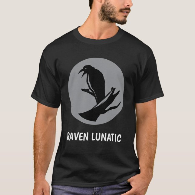 Raven Lunatic Moon Goth Gothic Crow Bird T-Shirt (Vorderseite)