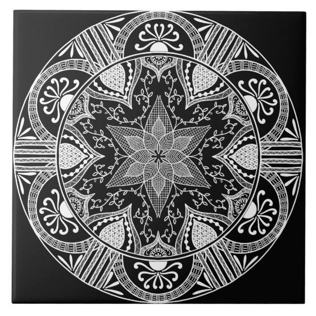 Raven Mandala Fliese (Vorderseite)