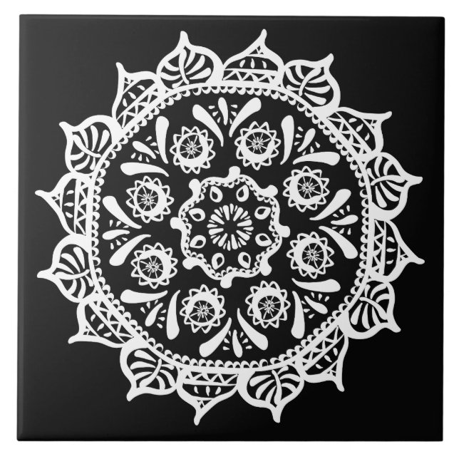 Raven Mandala Fliese (Vorderseite)