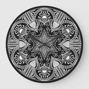 Raven Mandala Große Wanduhr