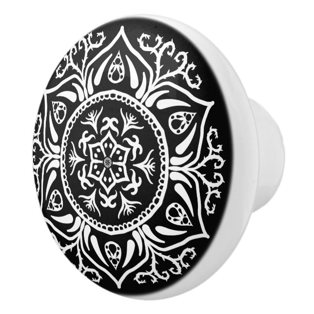 Raven Mandala Keramikknauf (Rechts)
