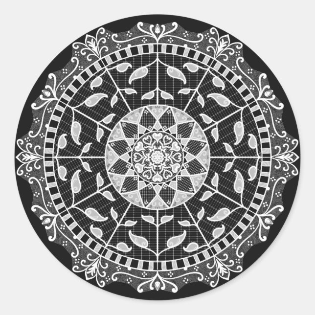Raven Mandala Runder Aufkleber (Vorderseite)